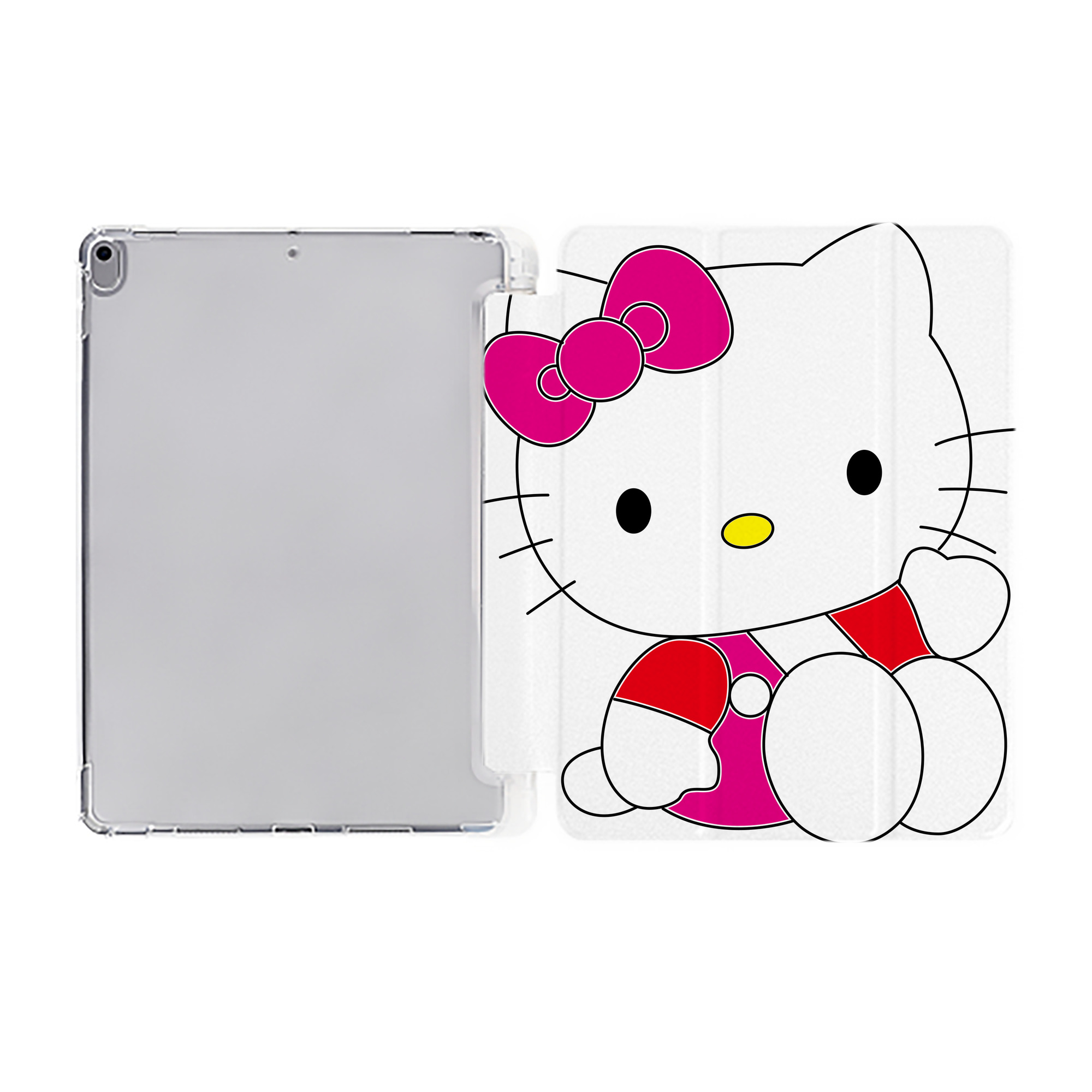 （画像用） Hello Kitty ハローキティ IPad ケース ペン収納付き 三つ折りスタンド PUレザー×シリコン 対応機種9.5/10.5/10.9インチ
